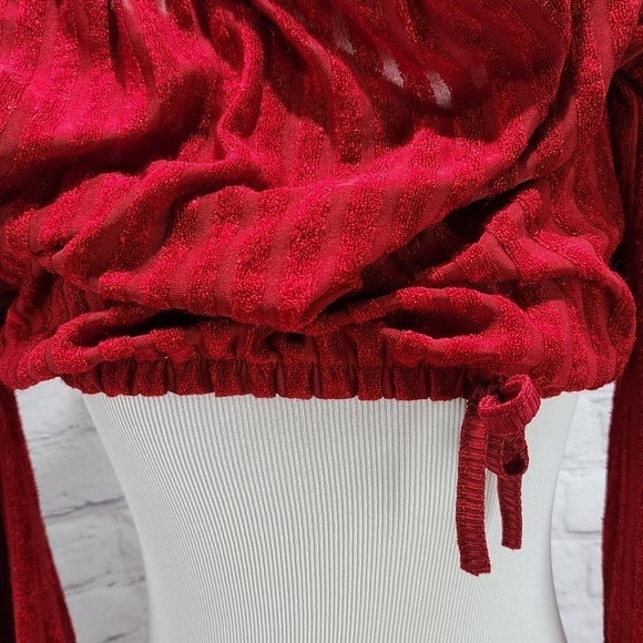 Vintage Red Long Sleeve Tie up crop top - Picture 7 of 13